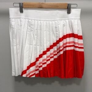 Athleta MatchPoint Colorblock Pleated White and Red Tennis Skirt